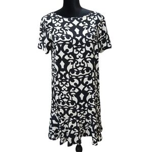 Ann Taylor Black and White Short Sleeve Shirt Dress 8